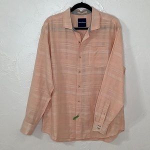 Tommy Bahama Linen blend L/S button down dress shirt size Large EUC